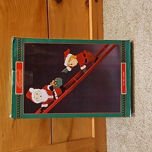House Of Lloyd Christmas Up the Ladder Wood Santa Claus & Elf Climbing 1991 NEW!